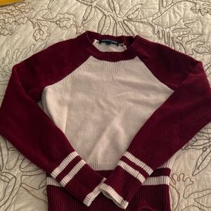 Veronica Beard Burgundy and Cream Sweater